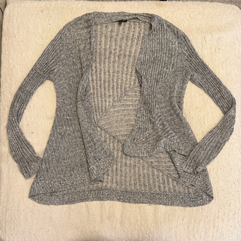 Eileen Fisher Open-Front Ribbed Knit Cardigan - Heather Gray